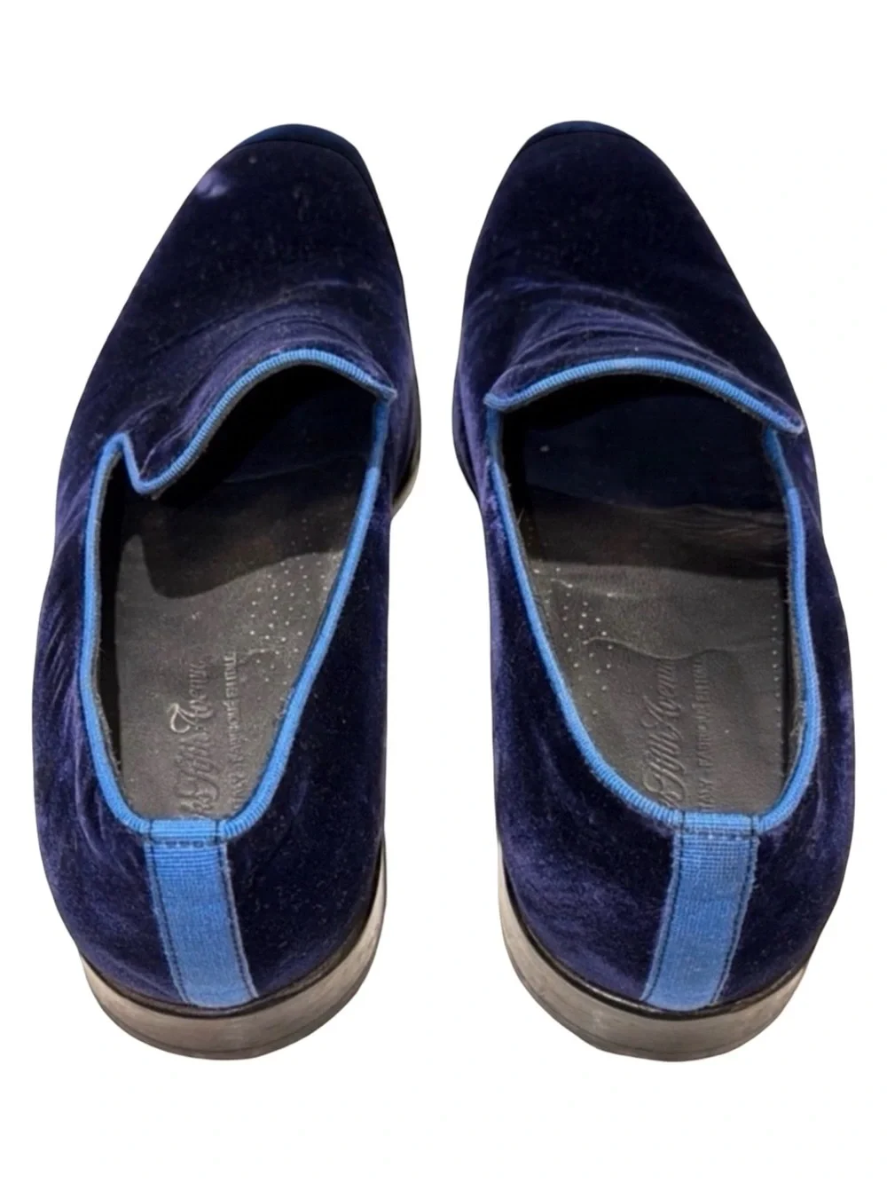 Saks Fifth Avenue Velvet Loafers Made in Italy Navy Blue Size 10M Luxury Slip-On